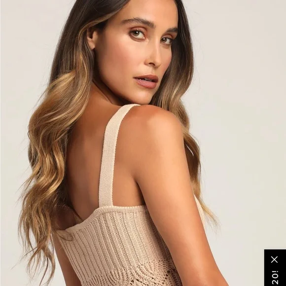 Lulu’s Point for Me Pointelle Knit Tank Top Size M - Picture 3 of 7